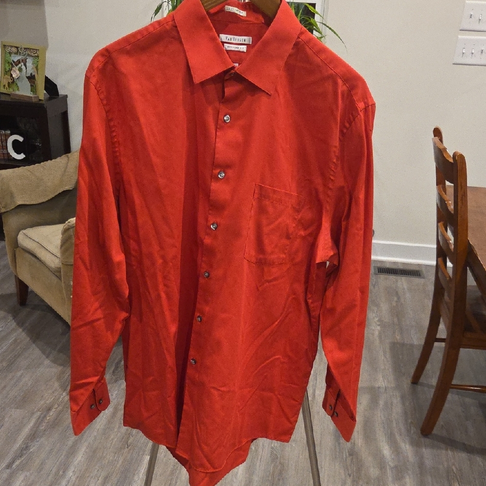 Van Heusen Men's Casual Red Button Down Shirt